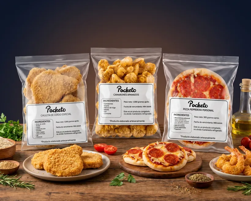 Productos Pocketo con la comida ya preparada y servida
