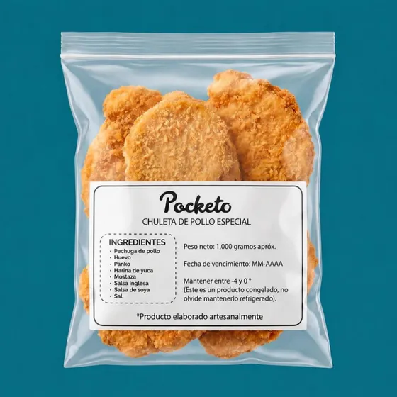 Chuleta de Pollo Especial, empacada y congelada