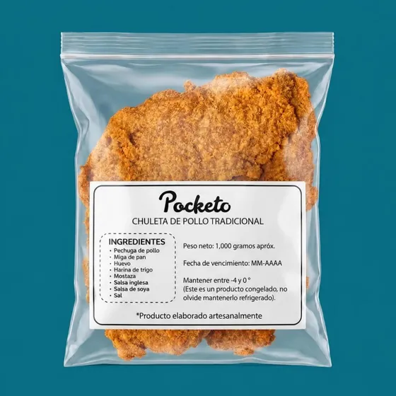 Chuleta de Pollo Tradicional, empacada y congelada