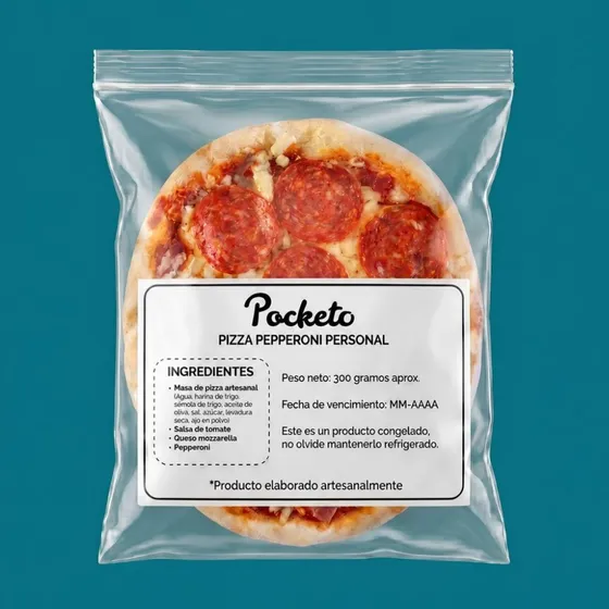 Pizza Pepperoni, empacada y congelada